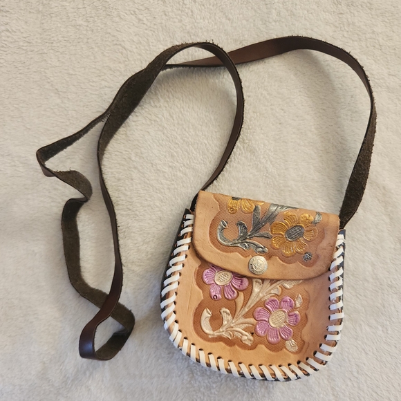 Other - Kids Embroidered Floral Leather Crossbody Bag